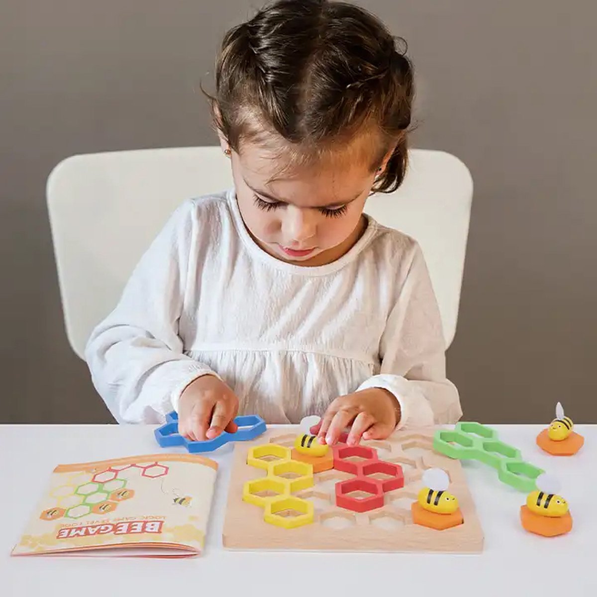 Montessori houten bordspel - Bijen spel - strategische puzzel - 1 speler - 3 levels - 5 jaar en ouder