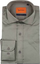 Suitable - Satin Overhemd Grijs - Heren - Maat 41 - Slim-fit