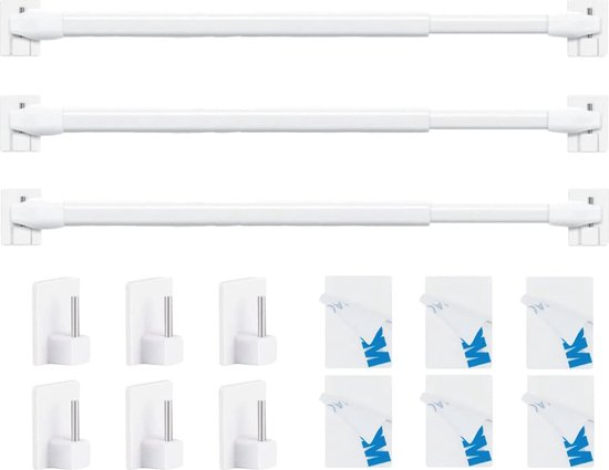 Verlengbare gordijnroede kit (L120 - L210 cm / D28 mm) Gaïa Wit