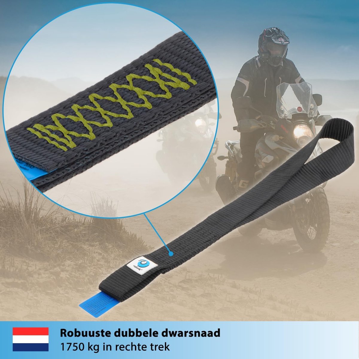 Sjorlussen 1750kg 45 cm lang 35mm breed EN-12195-2 zwart 2 stuks spanbanden voor motortransport