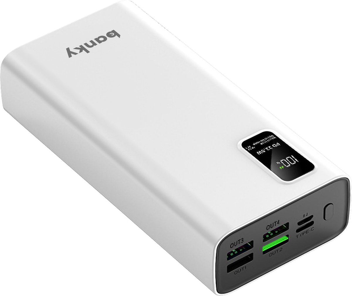 Banky - Powerbank - 30.000 mAh - 22.5W - 5 Poorten - Snelladen via USB-A en USB-C - geschikt voor iPhone Samsung - Wit
