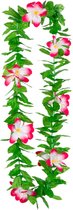 Boland Hawaii krans/slinger - Tropische kleuren mix groen/roze - Bloemen hals slingers - Party verkleed accessoires