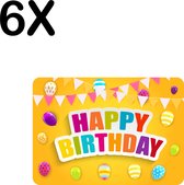 BWK Stevige Placemat - Happy Birthday - Vlaggen - Balonnen - Set van 6 Placemats - 35x25 cm - 1 mm dik Polystyreen - Afneembaar