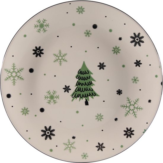 Kerst Borden Porselein Kerstboom - Kerstservies - 26CM - 6 stuks