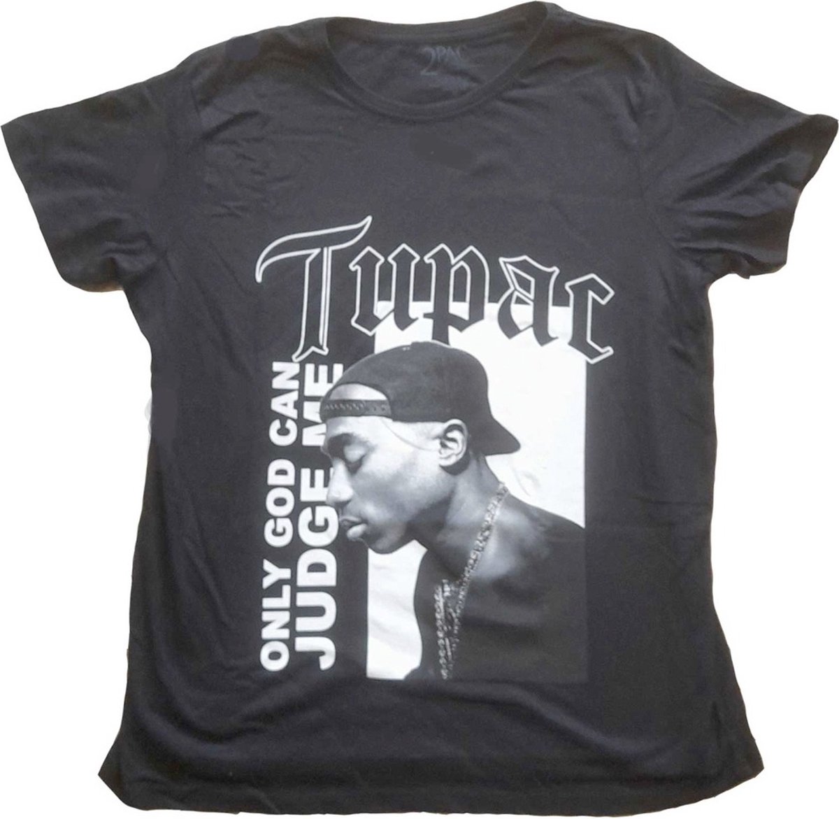 Tupac - Only God Text Dames T-shirt - M - Zwart