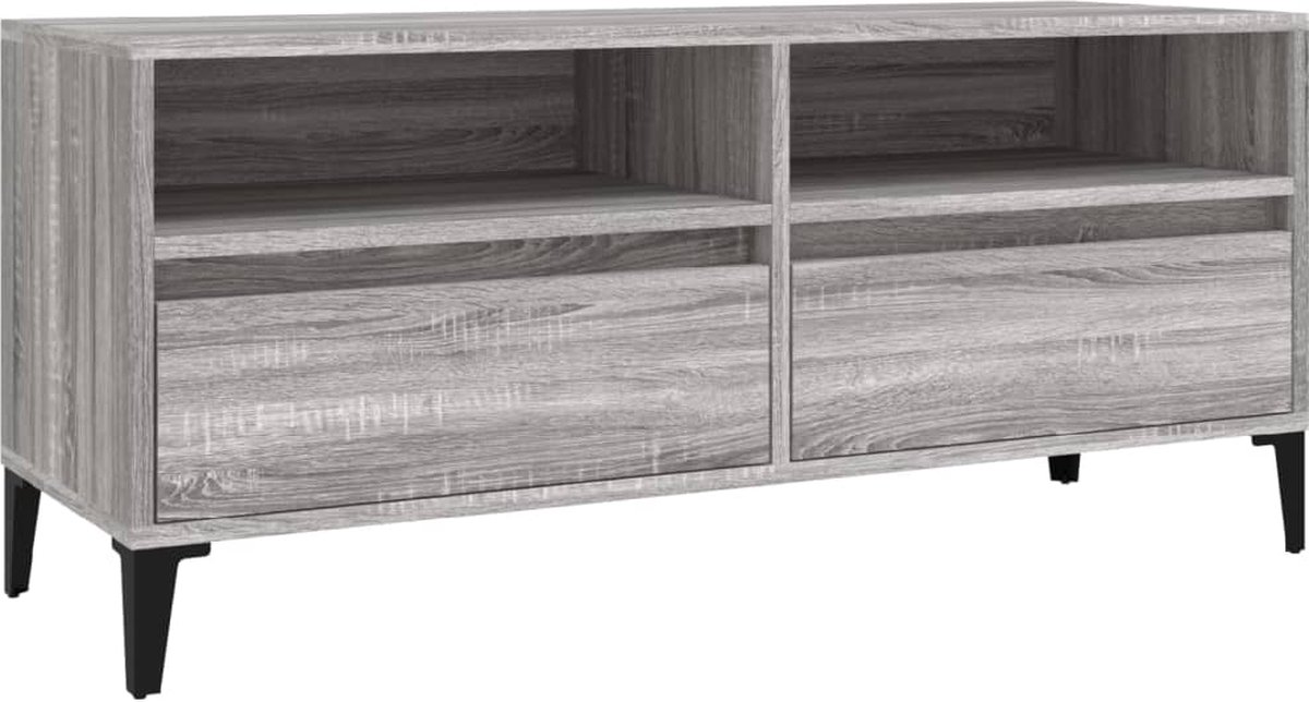 vidaXL - Tv-meubel - 100x34,5x44,5 - cm - bewerkt - hout - grijs - sonoma - eikenkleur