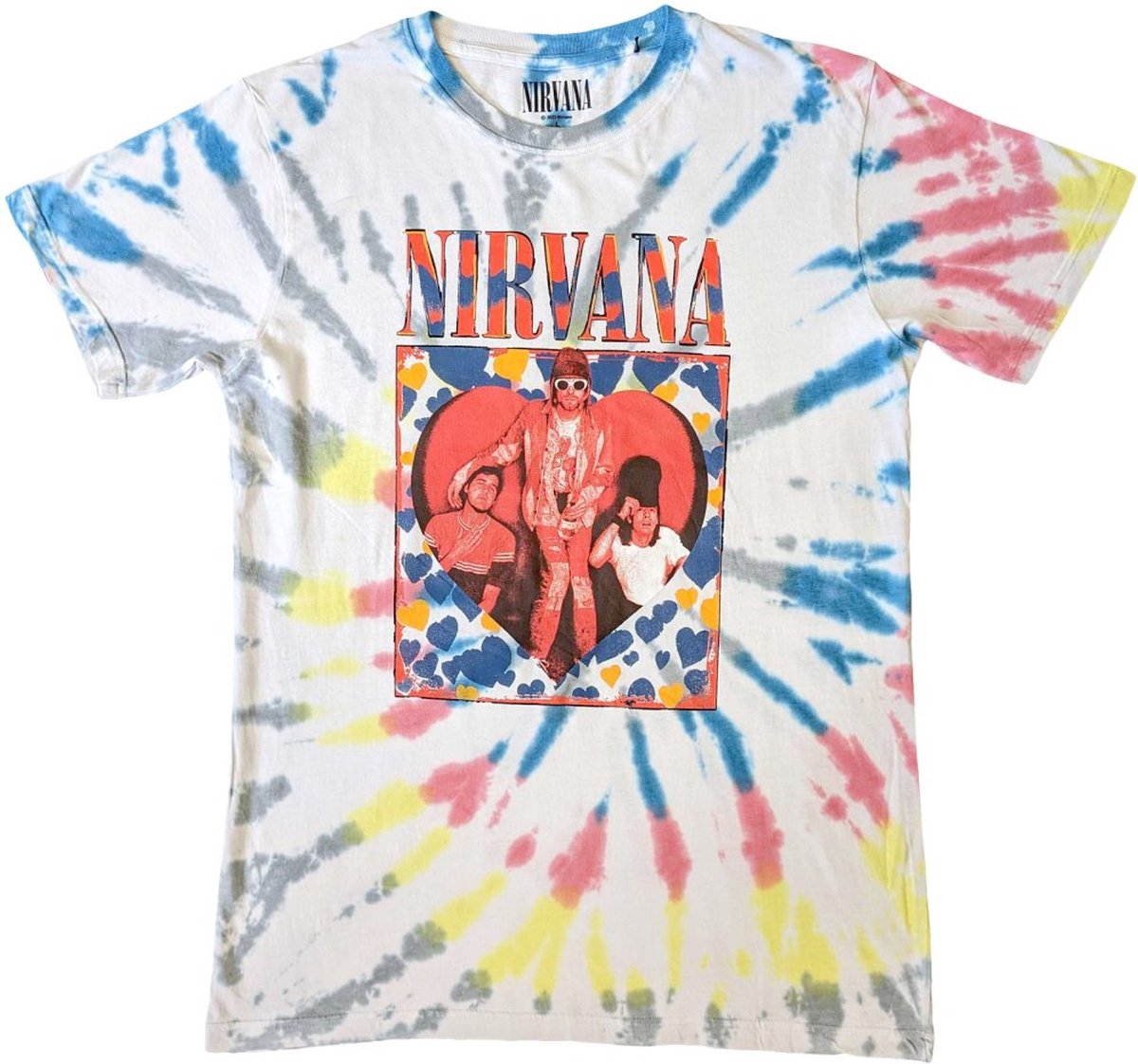 Nirvana - Heart Heren T-shirt - M - Wit/Multicolours