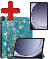 Samsung Galaxy Tab A9 Cover Book Case Case Luxe Trifold Cover avec protecteur d'écran - Samsung Galaxy Tab A9 Cover Bookcase - Fleur
