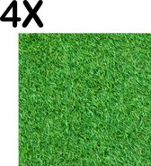 BWK Textiele Placemat - Groen - Gras - Achtergrond - Set van 4 Placemats - 40x40 cm - Polyester Stof - Afneembaar