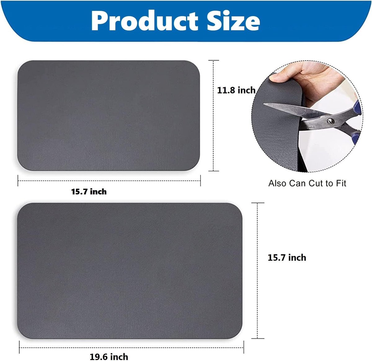 ZVO Tapis Egouttoir Vaisselle, 50×40 cm Tapis de Drainage de Cuisine Super Absorbant, Tapis d'égouttement à Vaisselle de Plat, Tapis à Séchage Rapide Tapis Antidérapant pour Machine à Café Bar, Gris