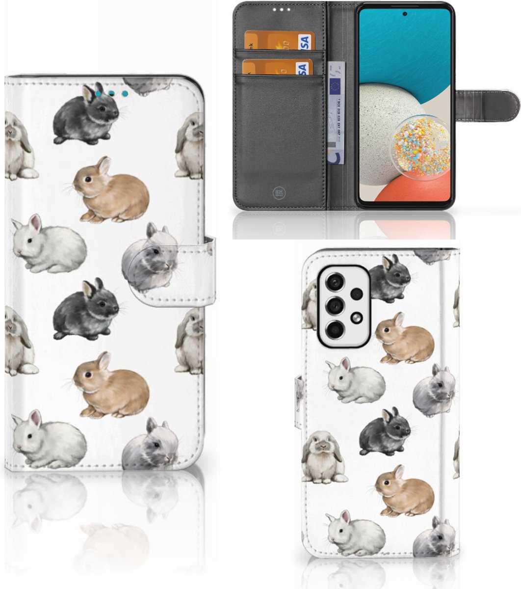 Telefoonhoesje met Pasjes voor Samsung Galaxy A53 Konijntjes
