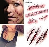 Halloween Tattoo Stickers - huid/gezicht sticker - litteken - 2 stuks