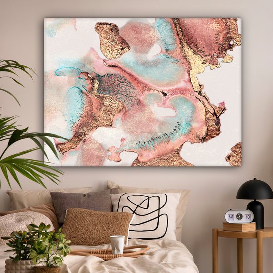 Tableau sur toile Encre - Pastel - Abstrait - 160x120 cm - Décoration murale XXL