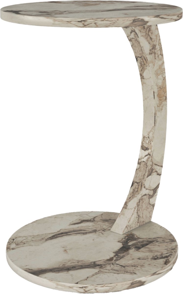 En.casa Bijzettafel Holeby C-Vorm Zwart - Verrijdbaar 56x38 Cm