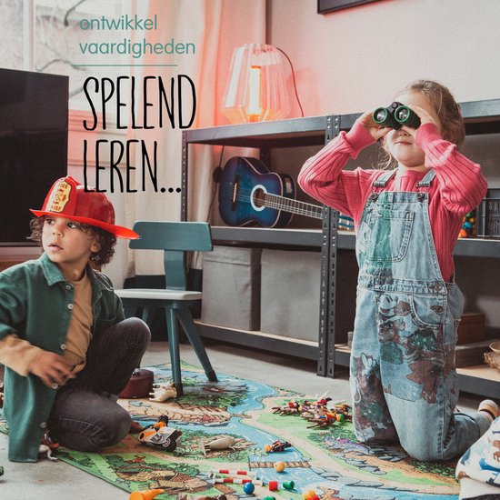 Carpet Studio Dino Speelkleed - Speelmat 95x133cm - Vloerkleed Kinderkamer - Anti-slip Speeltapijt - Verkeerskleed - Groen/Grijs van Carpet Studio — afbeelding 3