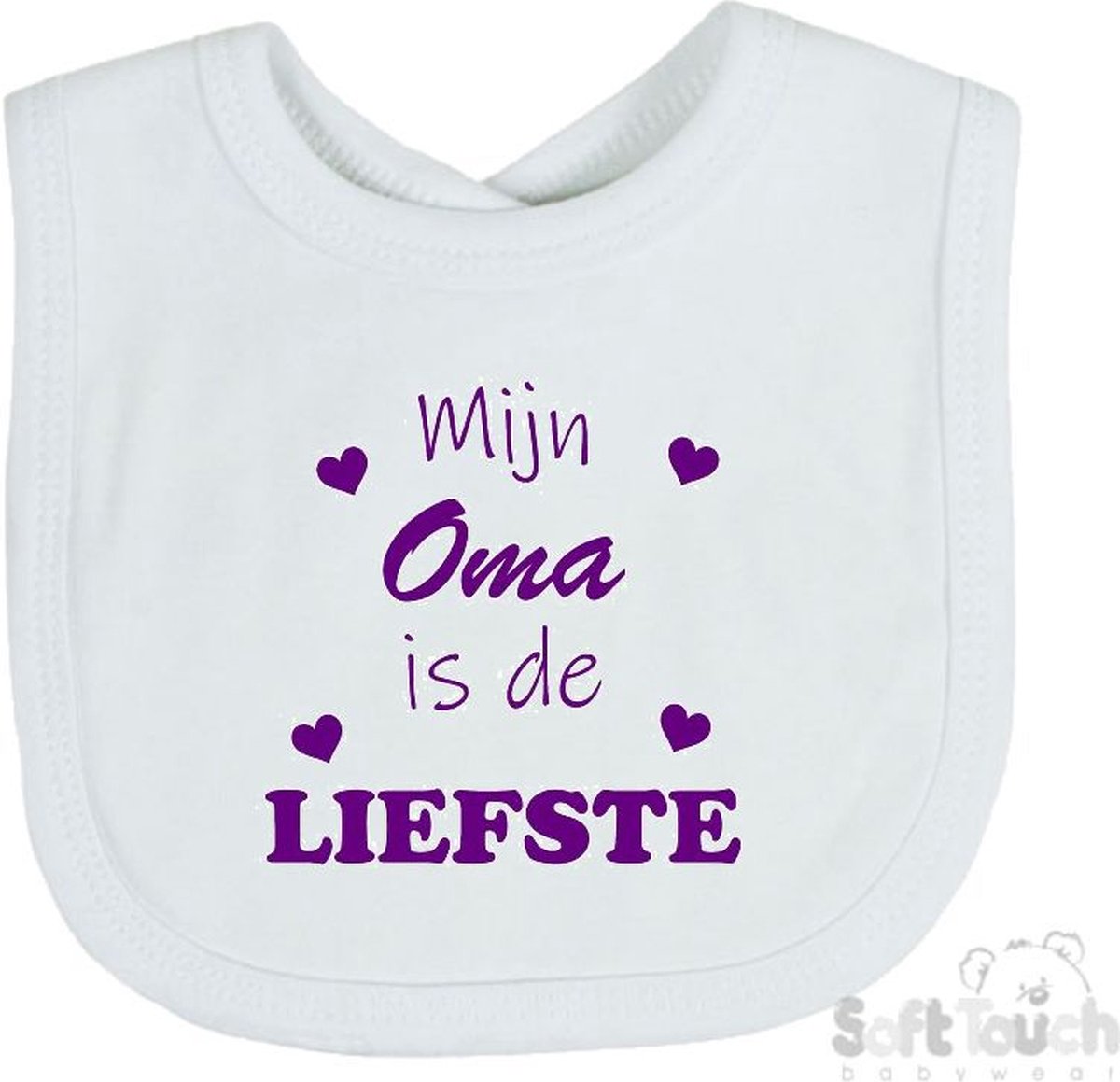 Goedkoopste Soft Touch Slabber Slabbetje Slab Mijn Oma is de liefste Unisex Katoen Wit/paars Maat 33x22 Cm