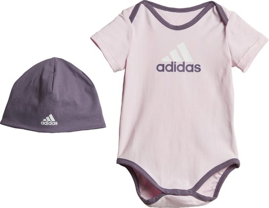 adidas Sportswear Essentials Big Logo Bodysuit en Beanie Cadeauset Kids - Kinderen - Roze- 104