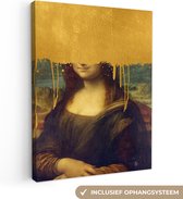 Oude Meesters Canvas - 90x120 - Canvas Schilderij - Mona Lisa - Goud - Da Vinci