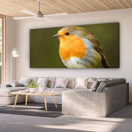 Tableau sur Toile Robin - Branche - Printemps - 160x80 cm - Décoration murale