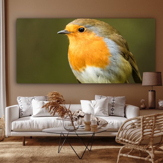 Tableau sur Toile Robin - Branche - Printemps - 160x80 cm - Décoration murale