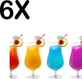 BWK Flexibele Placemat - Gekleurde Cocktails - Set van 6 Placemats - 40x30 cm - PVC Doek - Afneembaar