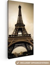 Toile Tableau Tour Eiffel à Paris impression photo sépia - 20x40 cm - Décoration murale