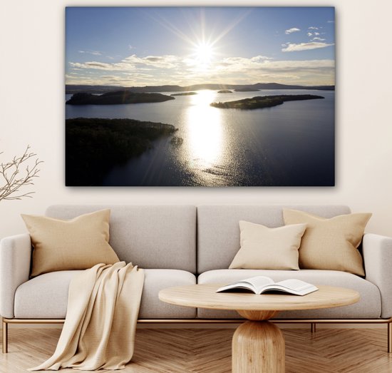 Le soleil brille sur le Loch Lomond en Ecosse Toile 120x80 cm - Tirage photo sur toile (Décoration murale salon / chambre)