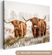 Wanddecoratie - Schotse hooglander - Dieren - Stier - Canvas Schilderij - 120x90 cm
