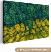 Canvas Schilderij Bos - Luchtfoto - Bomen - Groen - Natuur - Canvas Schildersdoek - 30x20 cm - Woonkamer Decoratie