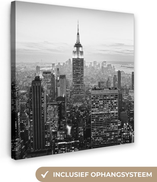 Canvas Schilderij New York City zwart-wit fotoprint - Wanddecoratie