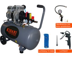 Kibani Super stille compressor 50 liter + luchtslang + bandenpomp - SET - Low Noise - Compressoren - 50L
