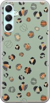 Leuke Telefoonhoesjes - Hoesje geschikt voor Samsung Galaxy A34 - Luipaard baby leo - Soft case - TPU - Luipaardprint - Blauw