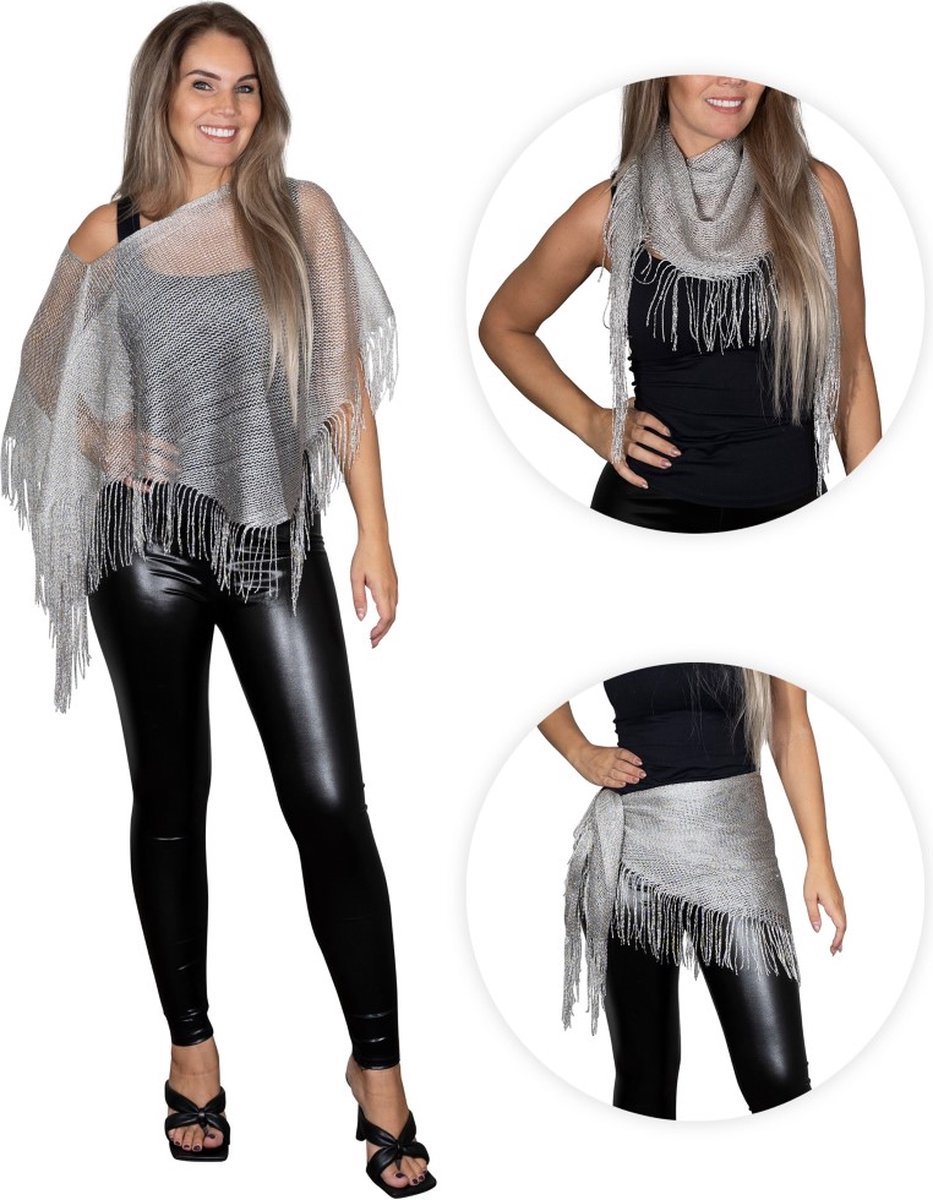 Glitter - sexy beach jurkje - festival poncho - strand topje - pareo - zilver
