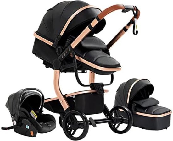 Beberoad Love RX 3-in-1-Babywagen – Mit Moseskorb, Verstellbarem Sitz, Zusammenklappbar | Inkl. Organizer, Regen- & Sonnenschutz