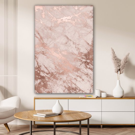 Peintures sur Toile Marbre - Rose - Luxe - 90x140 cm - Décoration murale