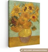 Canvas van Gogh - Zonnebloem - Vincent - Kunst - 120x160 cm - Muurdecoratie