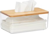 Relaxdays tissue box - transparant - tissue doos - modern - tissuehouder - rechthoek