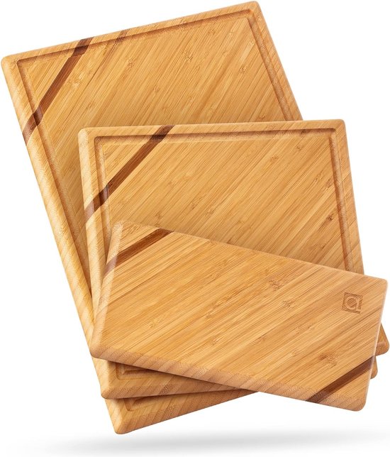 Foto: Chorus houten snijplank set van 3 luxe bamboe houten keukenplank snijplank keukensnijplanken met sapgleuf voor vlees groenten kaas houten keukenplanken in verschillende maten