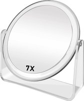 7 inch cosmetische spiegel make-upspiegel dubbelzijdig met 1X/7x vergroting, 360 ° draaibare tafelspiegel, high-definition make-upspiegel