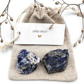 Zakje Steun - Sodaliet ruw -edelsteen-klein cadeau-troost-liefde-ik denk aan je-biedt troost-werkt verzachtend-troostgeschenk voor man vrouw
