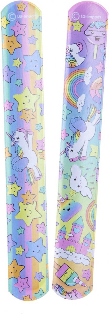 Klaparmband - eenhoorn regenboog - set van 2 - funcadeau schoencadeautje - kerst cadeau tip