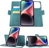Coque iPhone 14 Pro Book Case - Coque Amovible - Fermeture Magnétique - Portefeuille Turquoise