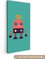 Peinture sur toile enfants - Décoration murale chambres d'enfants - Robot - Jouets - Vert - 20x40 cm - Toile enfants - Décoration murale