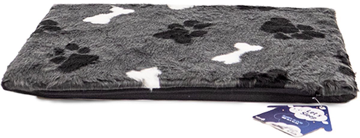 Let's Sleep Fluffy Floor - Hondenkussen - Hondenmand - Benchkussen - Schuimvulling - 70 x 43 cm - S - Antraciet