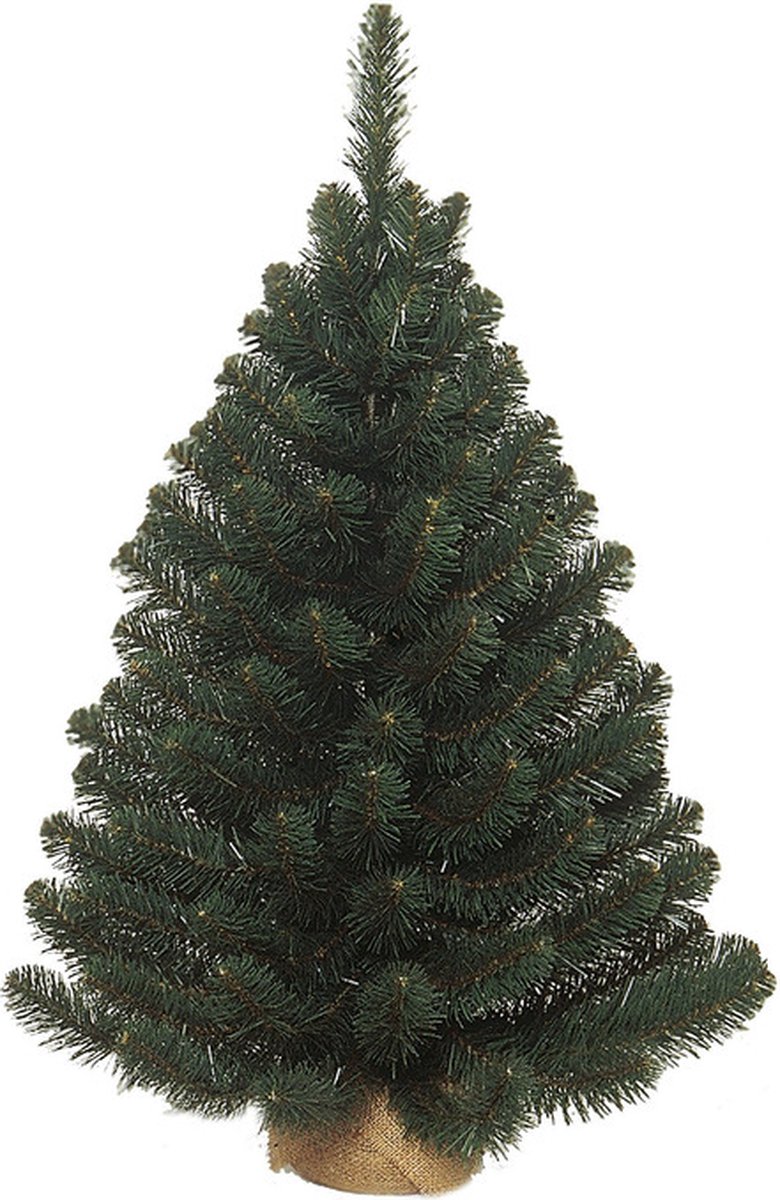 Groene Alpine kerstboom/kunst kerstboom met jute voet 90 cm - Kunstbomen/kerstbomen