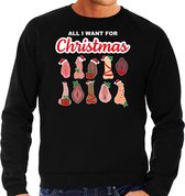 Bellatio Decorations foute kersttrui/sweater heren - All I want for Christmas - piemel/vagina - zwart S