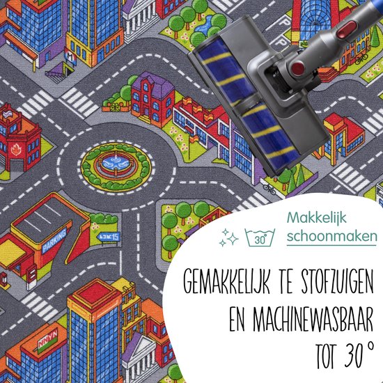 Carpet Studio Big City Speelkleed - Speelmat 95x200cm - Vloerkleed Kinderkamer - Anti-slip Speeltapijt - Verkeerskleed - Grijs van Carpet Studio — afbeelding 5