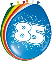 85 jaar verjaardag leeftijd ballonnen - 8x stuks - mix kleuren - feestartikelen/versiering