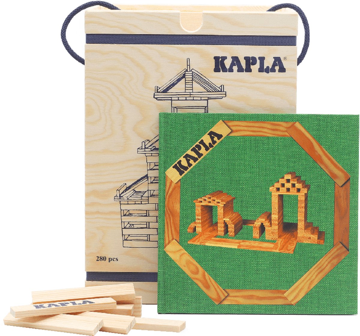 KAPLA - KAPLA Blank - Constructiespeelgoed - Groen Voorbeeldboek - 280 Plankjes