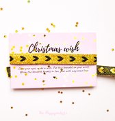 Wens armbandje kerst ''hearts gold & black '' kerstgeschenk - cadeautje - geluk - geluksbrenger - wish-bracelet - handgemaakt